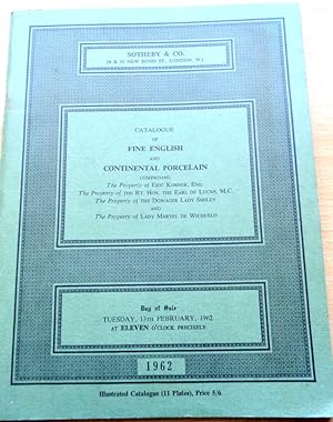 Catalogue of FINE English and Continental Porcelain. For 13th February 1962. (11 photo Plates)