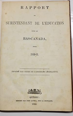 Rapport du surintendant de l'éducation pour le Bas-Canada pour 1850-51