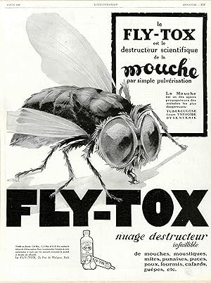 "FLY-TOX" Annonce originale entoilée publiée par L' ILLUSTRATION le 02/06/1928 et illustrée par EREL