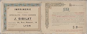 "IMPRIMERIE J.SIBILAT" Carte de visite originale / Typo-chromo avant 1900