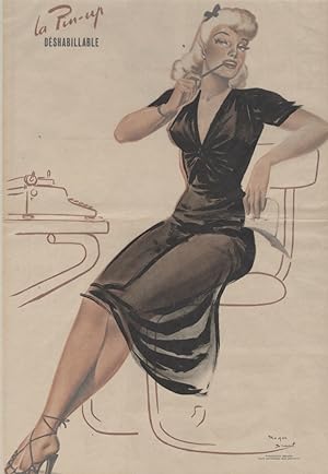 "DACTYLO" LA PIN-UP DÉSHABILLABLE / Affiche supplément central PARIS-HOLLYWOOD (1950-51) L'affich...