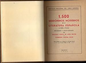 1500 SEUDONIMOS MODERNOS DE LA LITERATURA ESPAÑOLA (1900 - 1942).
