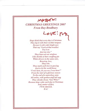 Christmas Greetings 2007 From Ray Bradbury