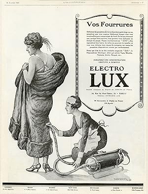 "ELECTRO LUX" Annonce originale entoilée illustrée par Théo ROGER parue dans L'ILLUSTRATION du 31...