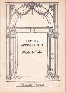 Libretto of Mefistofele : opera in four acts