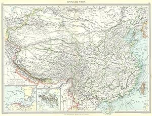China and Tibet; Inset maps of Hong Kong Harbour; Hong-Kong
