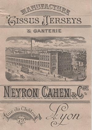 "TISSUS JERSEYS & GANTERIE NEYRON CAHEN & C" Etiquette-chromo originale (entre 1890 et 1900)