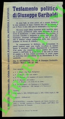 Testamento politico di Giuseppe Garibaldi.