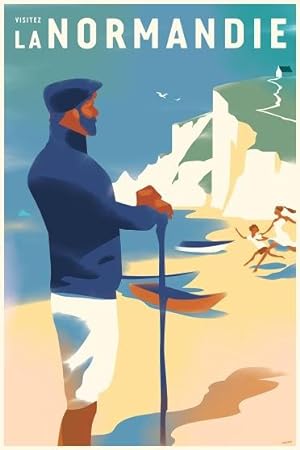 2016 Danish Modern Travel Poster, Visitez la Normandie