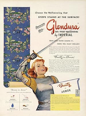 "PAPIERS PEINTS GLENDURA" Annonce originale entoilée années 50