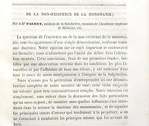 De la non-existence de la monomanie. In : Archives générales de médecine, Août 1854.
