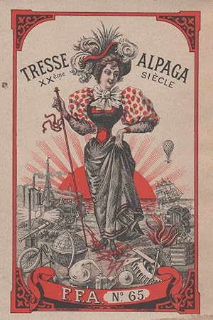 "TRESSE ALPAGA XXème Siècle F.F.A." Etiquette-chromo originale (entre 1890 et 1900)