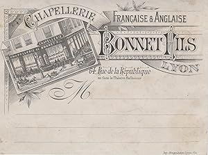 "CHAPELLERIE BONNET Fils LYON" Etiquette-chromo originale (entre 1890 et 1900)