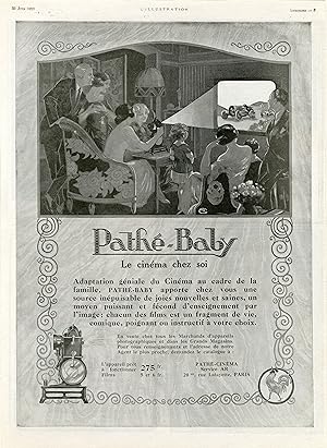 "PATHÉ-BABY" Annonce originale entoilée parue dans L'ILLUSTRATION du 23 Juin 1923