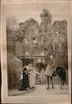 An Upper Class Narrative Print with elegant ladies. Signed. First edition.