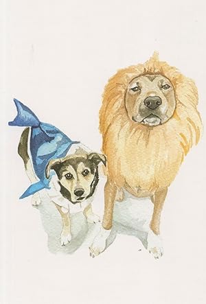 Halloween Dogs Trick Or Treat Comic Dog Lion King Face Postcard