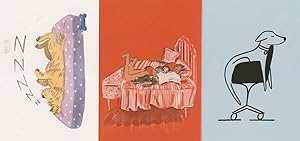 Dogs Sleeping In Strange Places 3x Dog Painting Comic Postcard s
