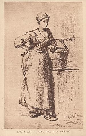 JF Millet Jeune Fille A La Fontaine Water Carrier French Painting Postcard