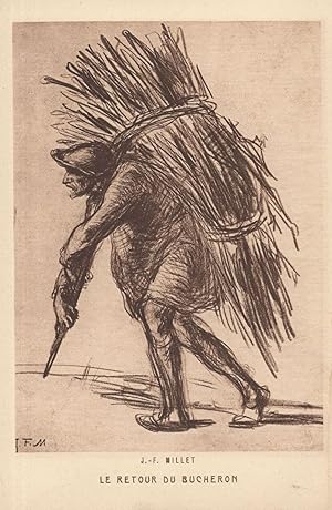 JF Millet Le Retour Du Bucheron French Labourer Painting Postcard