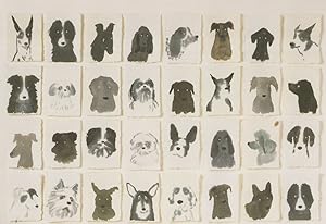 32 Window Dogs Many Breeds Dog Painting Postcard