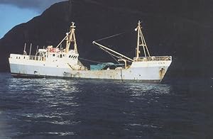 MFV Hilary Ship at Tristan De Cunha Investments Lines Postcard