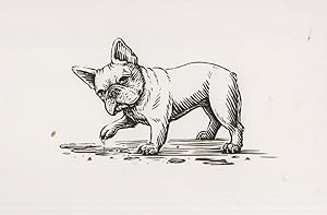 French Bulldog Playing With A Puddle Dog Painting Postcard