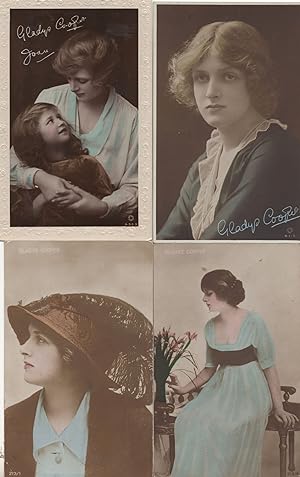 Gladys Cooper In Blue Dresses 4x Antique Postcard s