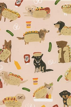 Dog as Hot Dog Snacks Comic Painting Postcard