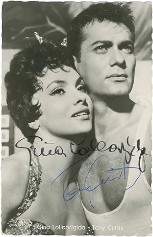 Trapeze (Original promotional photograph postcard for the 1956 film, signed by Tony Curtis and Gi...