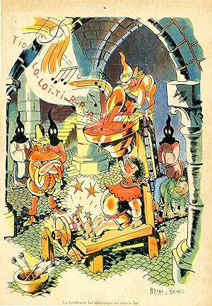 "LA TYROLIENNE AU MOYEN ÂGE par MIXI-BÉREL" Imagerie originale entoilée années 30