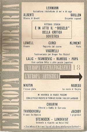 L'Europa letteraria. Anno III. Dicembre 1961. N. 18