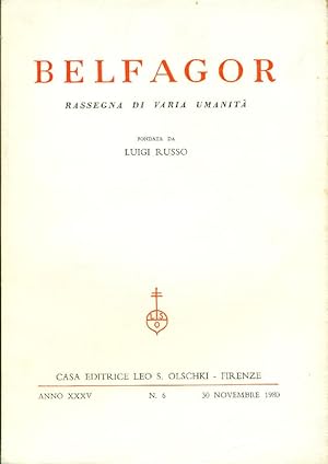 Belfagor. Anno XXXV, N. 6, 30 novembre 1980