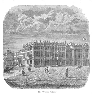 THE WINTER PALACE IN ST PETERSBURG RUSSIA,1887 Wood Engraved Historical Print