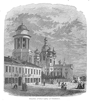 CHURCH OF OUR LADY OF VLADIMIR, ST PETERSBURG RUSSIA,1887 Wood Engraved Historical Print