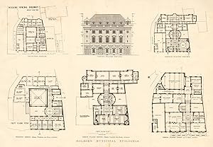 Holborn Municipal Buildings - Selected design, design placed second, design placed third and plans
