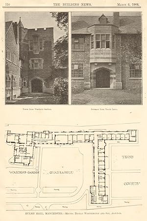 Hulme Hall, Manchester. - Messrs. Thomas Worthington and Son, Architects - Tower from Warden's ga...