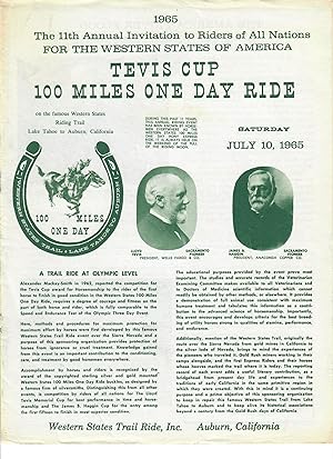 Tevis Cup 100 Miles One Day Ride: Invitation to Participate in the July 10, 1965, Ride