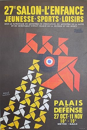 "27e SALON DE L'ENFANCE 1974" PALAIS DE LA DÉFENSE Paris 1974 / Affiche originale entoilée / Offs...
