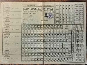 Carta annonaria individuale valida per i mesi da marzo a giugno 1949. Consumatori da 19 a 65 anni