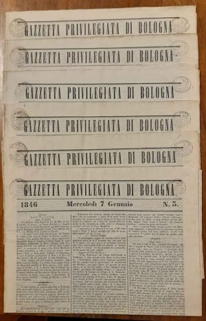 Gazzetta privilegiata di Bologna 1846 N. 3, 4, 5, 17, 18, 19