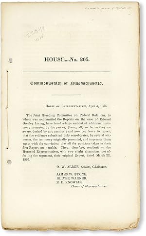 House.No. 205. Commonwealth of Massachusetts. House of Representatives, April 4, 1855 [Drop title...