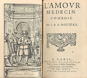 Rarissime recueil factice réunissant cinq pièces de Molière en reliure armoriée de l'époque dont ...