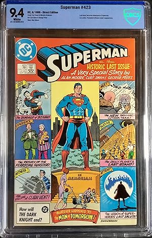 SUPERMAN No. 423 (Sept. 1986) CBCS (like CGC) Graded 9.4 (NM)