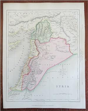 Syria Holy Land Palestine Israel Jerusalem Aleppo c. 1850-8 Archer engraved map