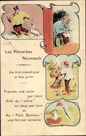 Ansichtskarte / Postkarte Les Proverbes Normands, Trachten Normandie, Mann auf dem Klo