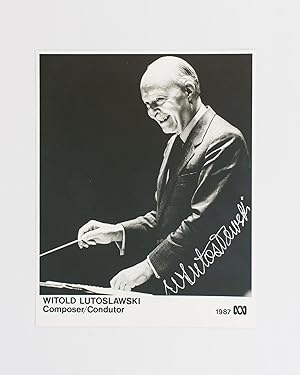 A portrait photograph signed by Witold Lutoslawski during his visit to Australia in August 1987