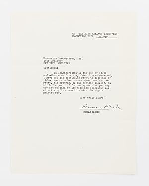 A duplicate typescript contract signed by Norman Mailer, regarding broadcasting rights