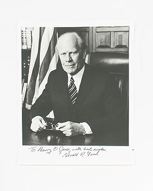 A portrait photograph inscribed and signed by Gerald Ford 'To Barry O. Jones, with best wishes, G...