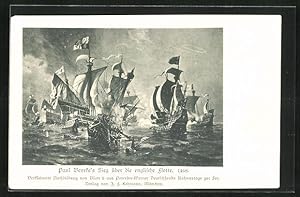 Ansichtskarte Paul Benekes Sieg über die Englische Flotte 1468, Militär