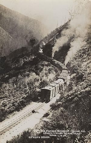 Train At Rimutaka Incline New Zealand Old Real Photo Postcard
